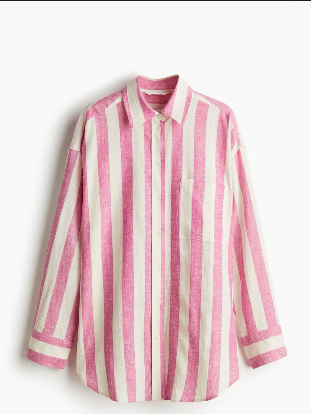 H&M Pink and Off-White Striped Button-Up Top and shorts